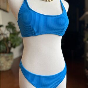 NWT TRIANGLE Blue Ribbed Bikini Set- Medium